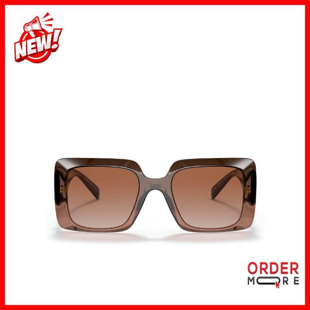 Brown Plastic Rectangle Sunglasses with Gradient Lens